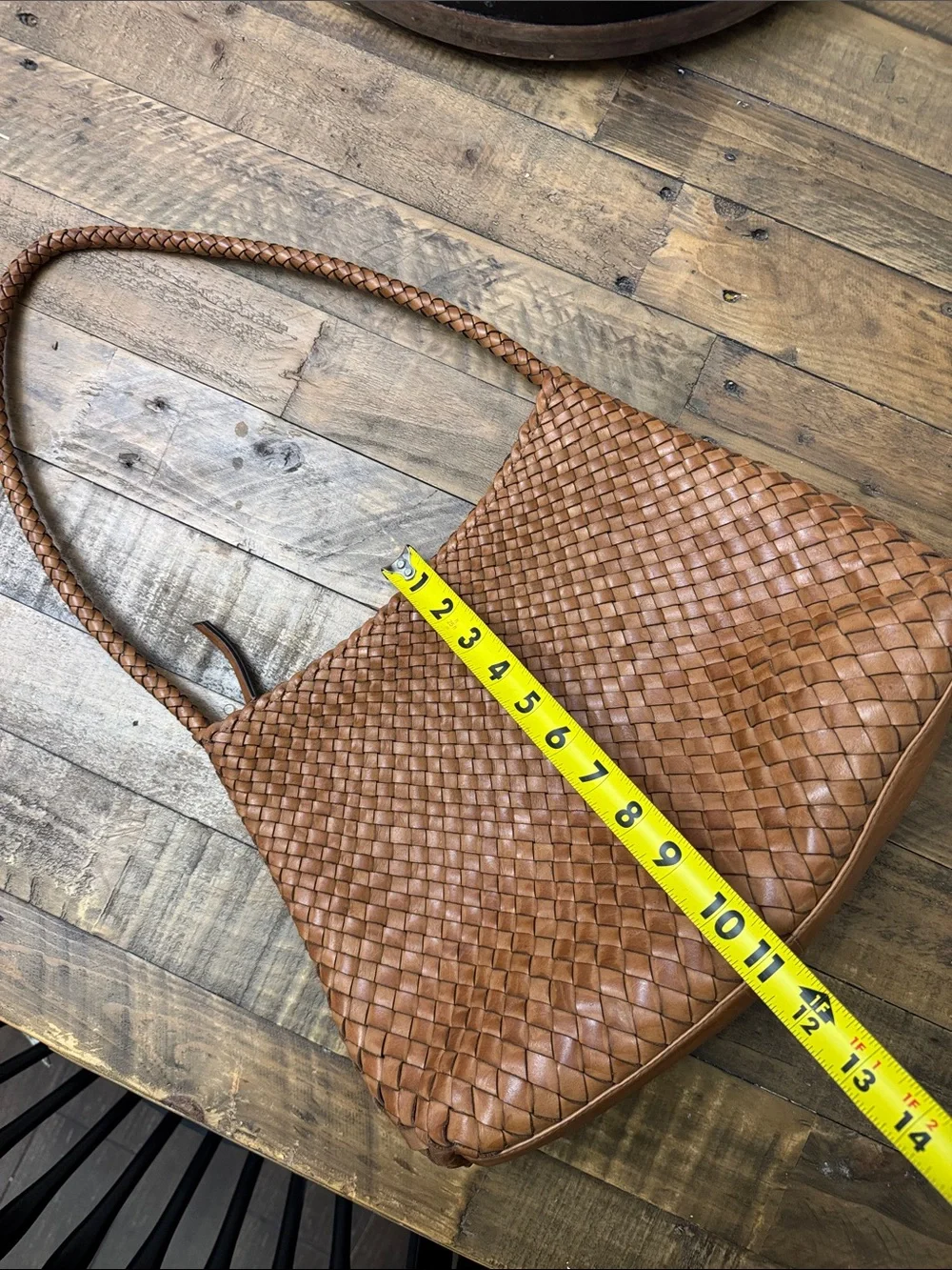 Woven Leather Shoulder Bag in Brown - Picture 7 of 9